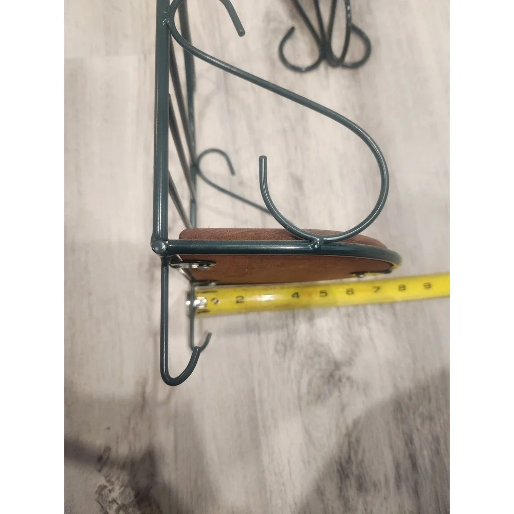 Vintage Home Interiors‎ Shelf Green Wire & Wood & 2 Matching Candle Wall Sconces